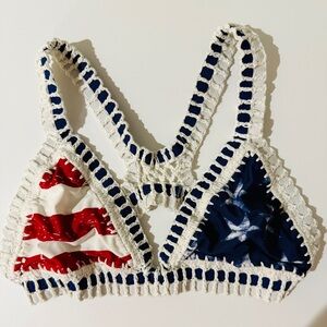American Flag Crochet Bikini Top – Size S/M